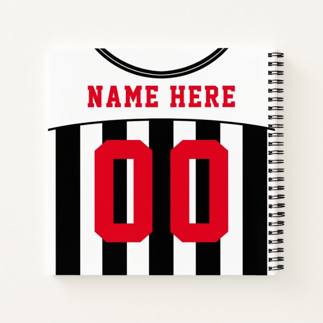 Carnet Football sur mesure Jersey noir et blanc (Dos)