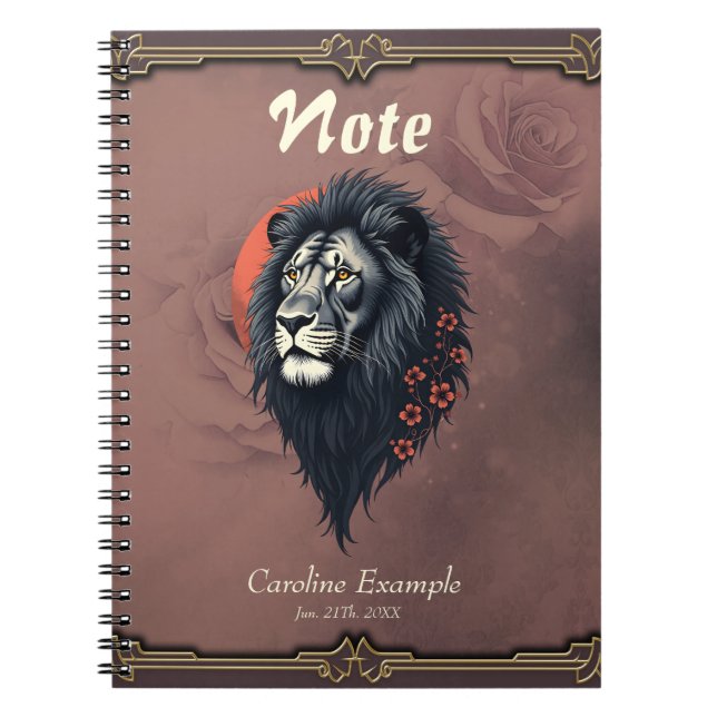 Carnet Force et délicatesse unies, un lion noir (Devant)