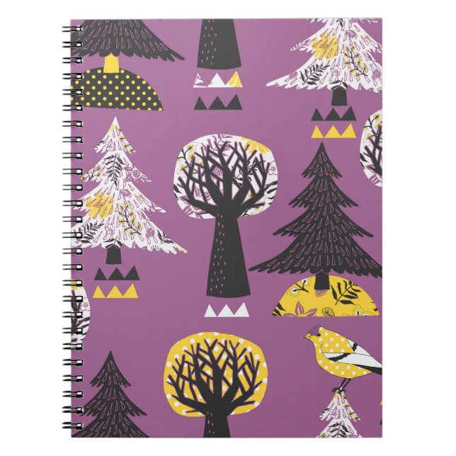 Carnet Forêt Colorée Avec Carrelage D'Oiseau (Devant)