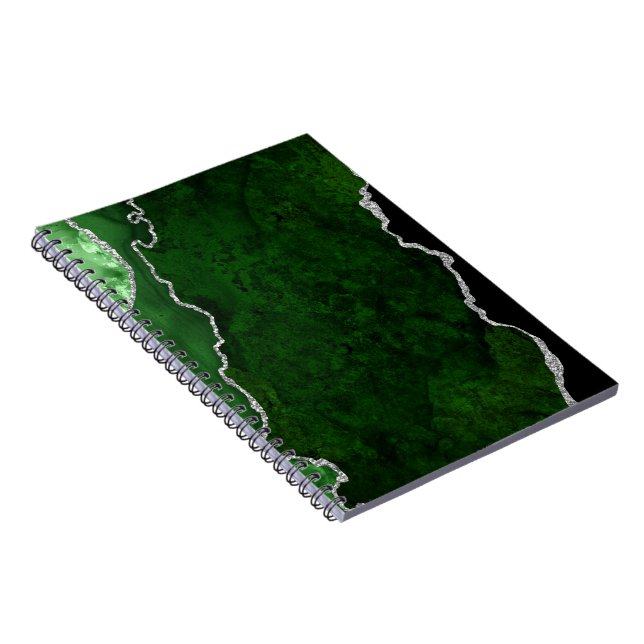 Carnet Forêt de marbre vert chic paillettes d'argent glam (Côté Droit)
