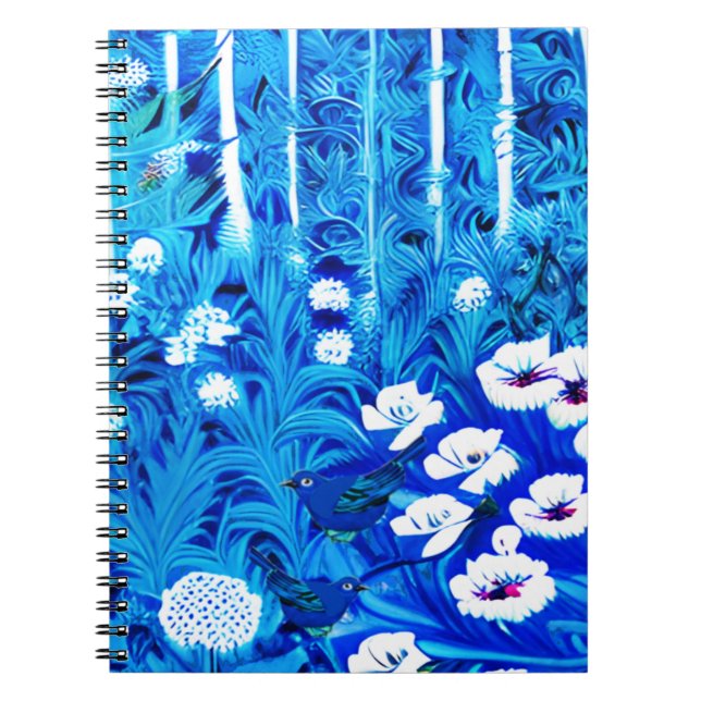 Carnet Forêt d'Imaginaires avec fleurs et oiseaux (Devant)