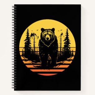 Carnet Forêt d'ours Nature Rétro Coucher de soleil