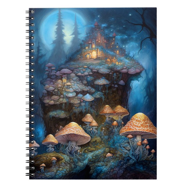 Carnet Forêt enchantée Champignons Château Imaginaire Art (Devant)