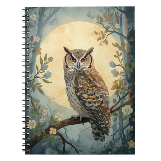 Carnet Forêt lunaire de la chouette mystique | Chouette d (Devant)