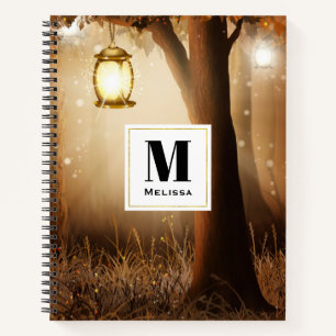 Carnet Forêt magique avec lumières des fées Monogramme