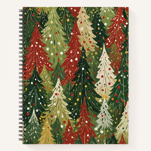 Carnet Forêt Motif de Pins de Fête (Devant)