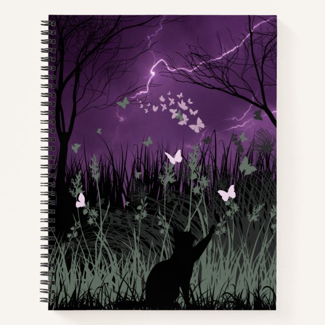 Carnet Forêt mystique de chats et papillons (Devant)