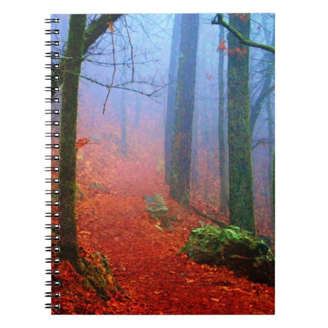 Carnet Forêt peinte Automne Brouillard bleu (Devant)
