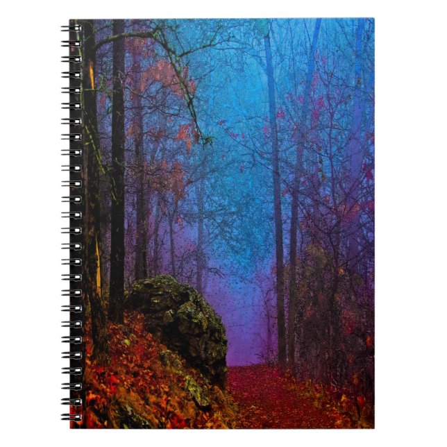 Carnet Forêt peinte automne pourpre brouillard (Devant)
