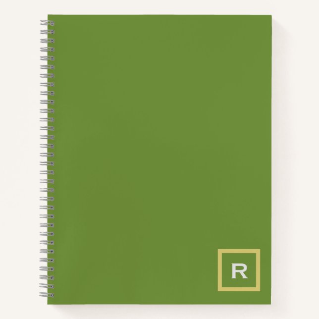 Carnet Forêt professionnelle vert couleur solide initial (Devant)