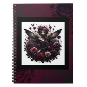 Carnet Forêt sombre gothique fée florale roses bordeaux