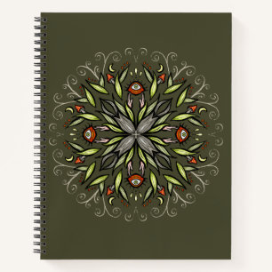 Carnet Forêt sombre Verte Goblincore Champignon Yeux Trip