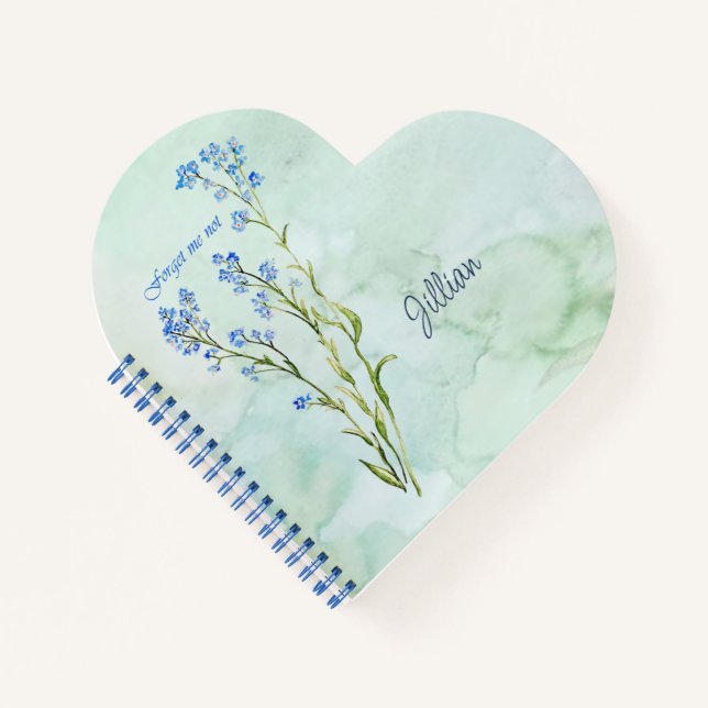 Carnet Forget me not Custom Watercolor Garden Flower (Devant)