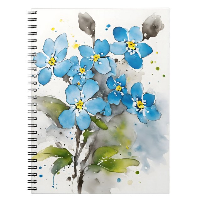 Carnet Forget-me-not - Watercolor flowers (Devant)
