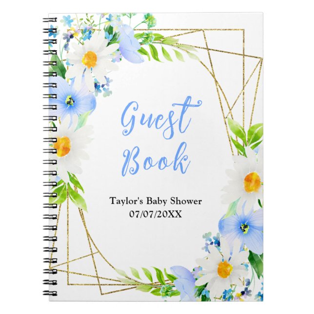 Carnet Forget-Me-Nots and Daisies Baby Shower Guest Book (Devant)