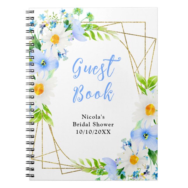 Carnet Forget-Me-Nots Daisies Bridal Shower Guest Book (Devant)