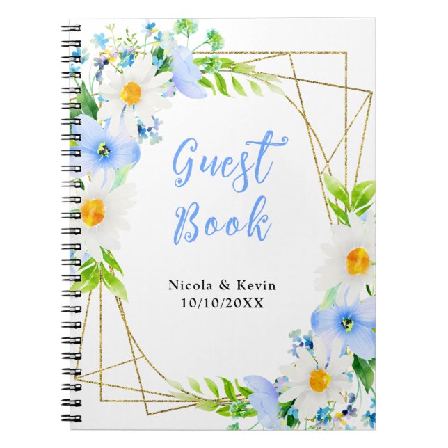 Carnet Forget-Me-Nots Daisies Floral Wedding Guest Book (Devant)
