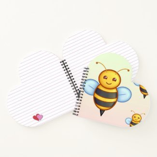 Carnet forme coeur motif abeille
