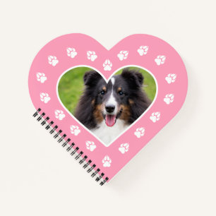 Carnet Forme de cœur Photo de chien personnalisée sur fon