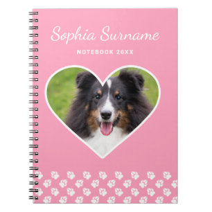 Carnet Forme de cœur Photo de chien personnalisée sur ros