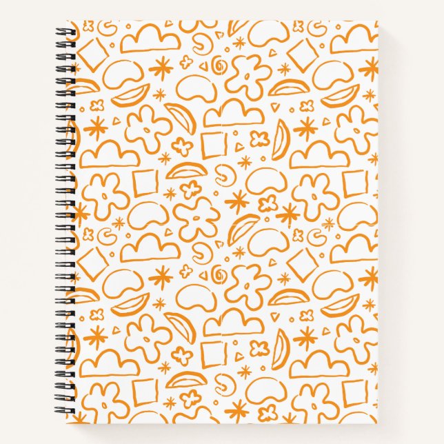 Carnet Formes Abstraites modernes Motif Vibrant Orange (Devant)