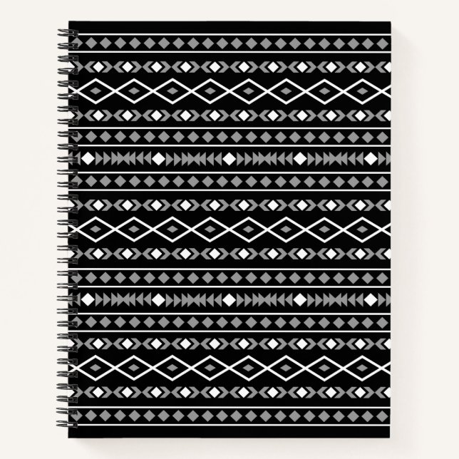 Carnet Formes Aztec Motif gris noir (Devant)
