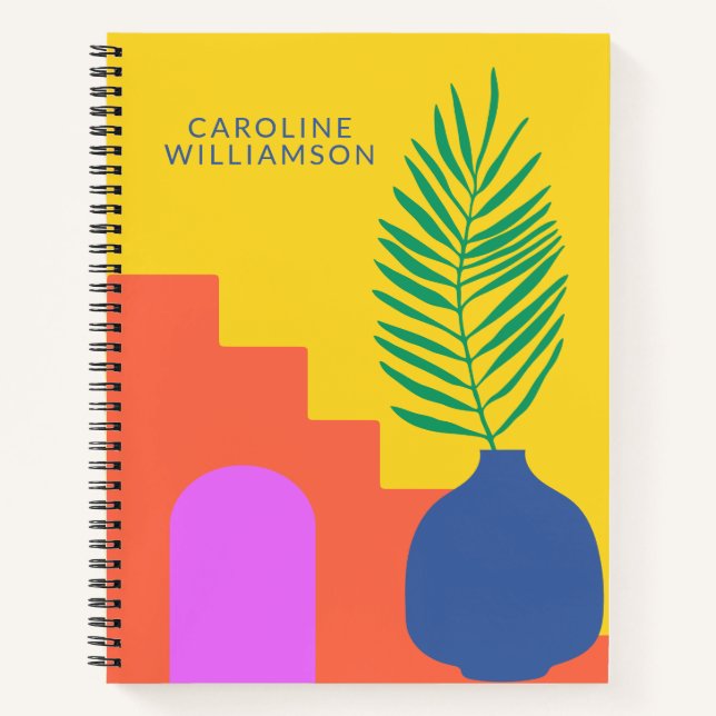 Carnet Formes botaniques Whimsical Nom personnalisé (Devant)