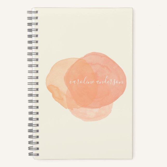 Carnet Formes d'aquarelle élégantes en Peach Personnalisé (Recto)