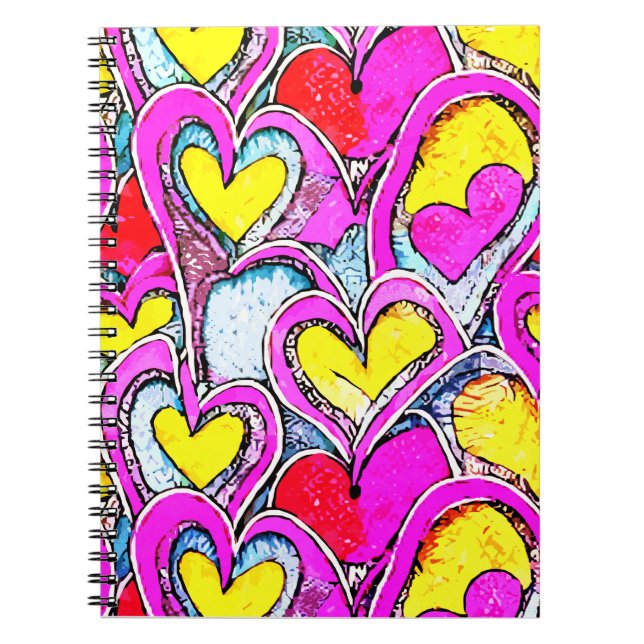 Carnet Formes de cœur de couleur dans une mosaïque d'art (Devant)