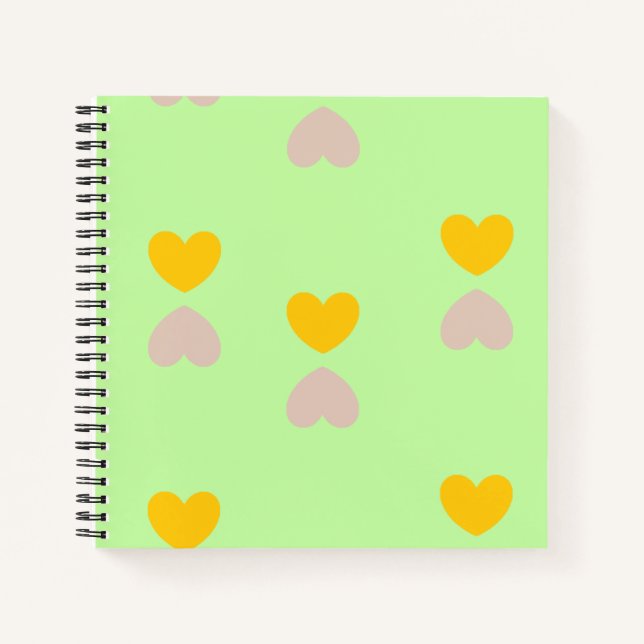 Carnet Formes de coeur sur vert clair (Devant)
