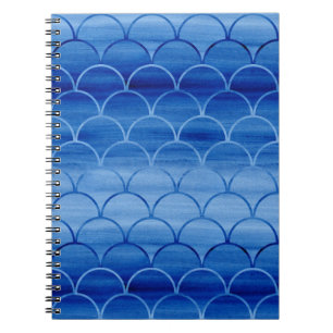 Carnet Formes de ventilateur en aquarelle bleu