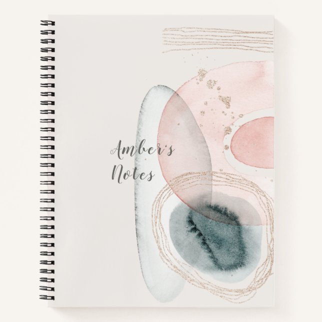 Carnet Formes dorées roses abstraites tendance Note perso (Devant)