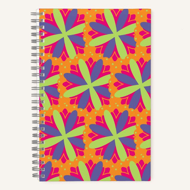 Carnet Formes florales orange vibrant (Recto)