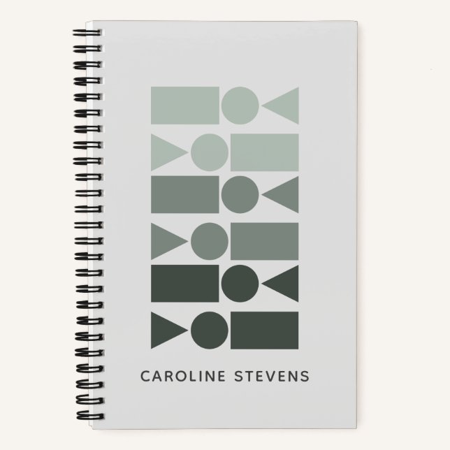 Carnet Formes géométriques minimes en gris vert personnal (Recto)