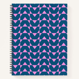 Carnet Formes géométriques modernes Motif en bleu et rose