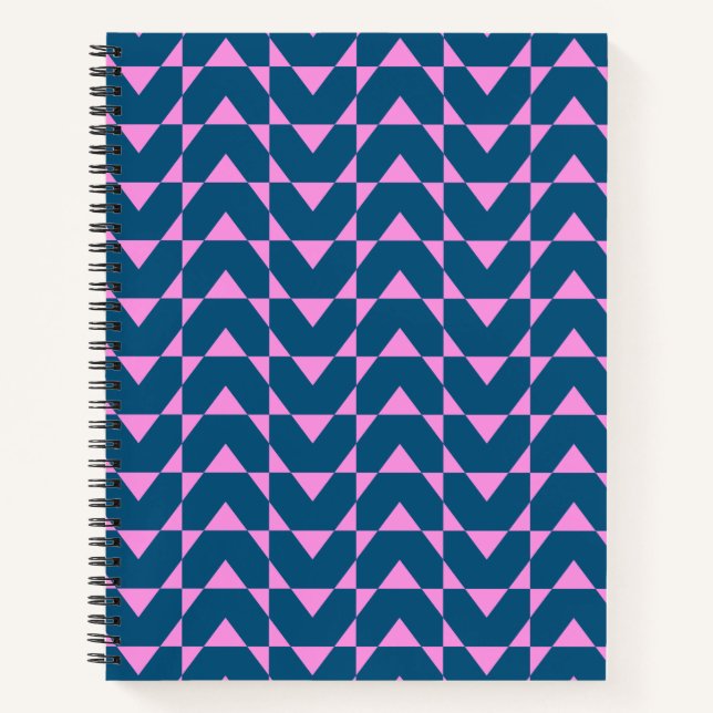 Carnet Formes géométriques modernes Motif en bleu et rose (Devant)