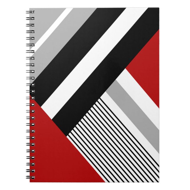 Carnet Formes géométriques rouges, grises, blanches et no (Devant)