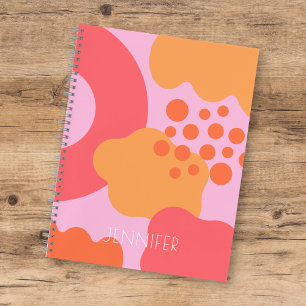 Carnet Formes organiques colorées rose orange avec nom