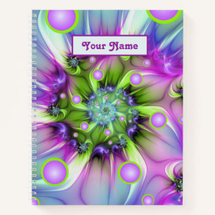 Carnet Formes rondes spirales colorées Nom fractal Abstra