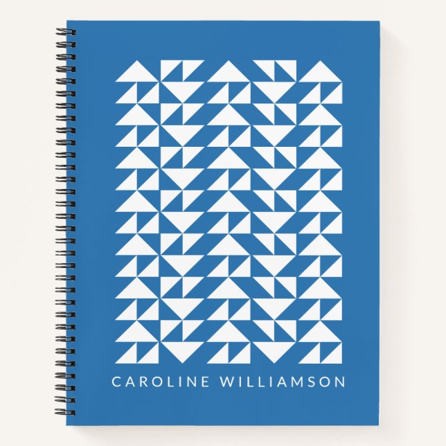 Carnet Formes triangles géométriques en bleu personnalisé (Devant)