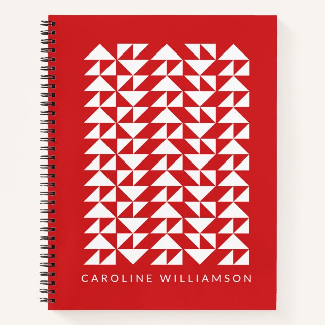 Carnet Formes triangles géométriques en rouge personnalis (Devant)