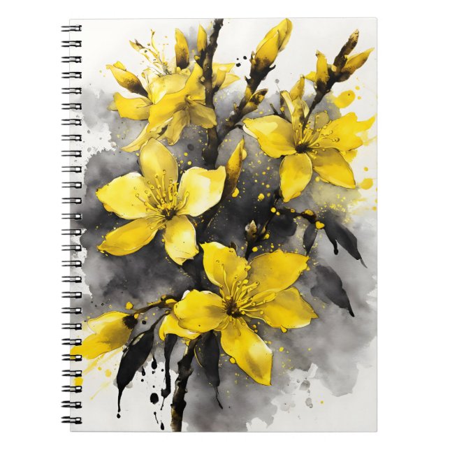 Carnet Forsythia - Fleurs aquarelle (Devant)