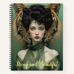 Carnet Forte et belle, femme avec tigre