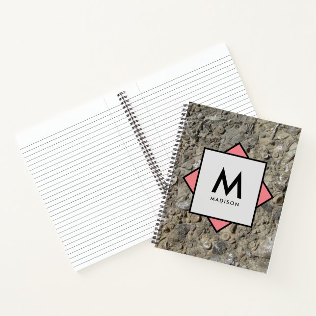 Carnet Fossiles de calcaire avec votre nom et Monogramme  (Intérieur)