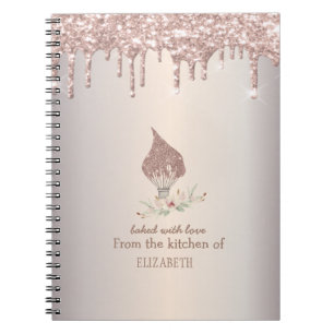Carnet Fouet Pailleté Rose Gold Gouttes de Paillettes Bou