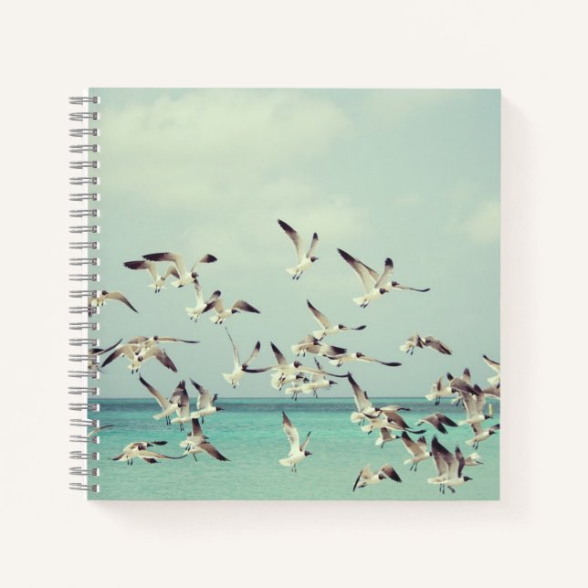 Carnet Foule de mouettes volantes au-dessus de l'océan (Devant)
