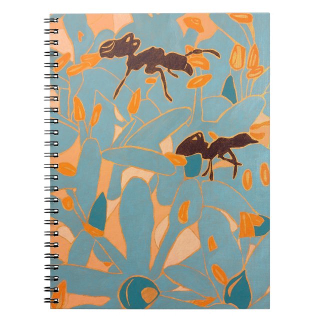 Carnet Fourmis avec fleurs bleues Flore australienne (Devant)