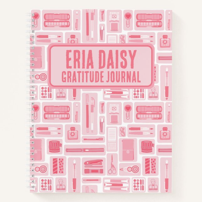 Carnet Fournitures d'art mignonne Motif Monogramme rose (Devant)