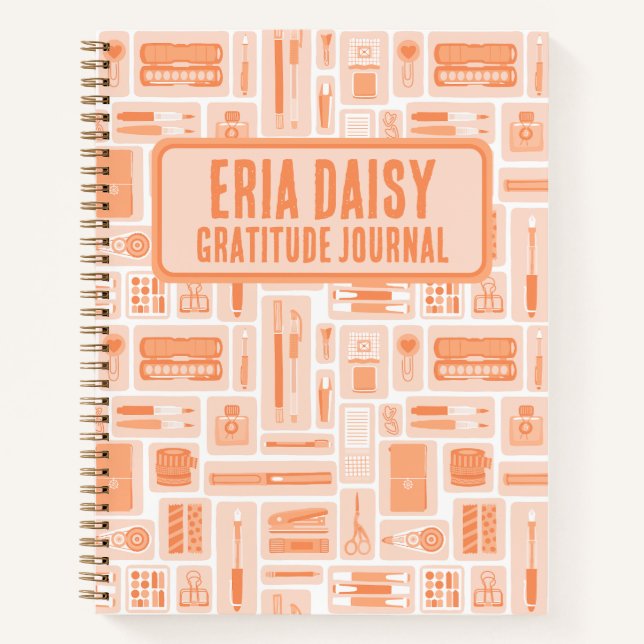 Carnet Fournitures d'art mignonne Motif Peach Orange Mono (Devant)