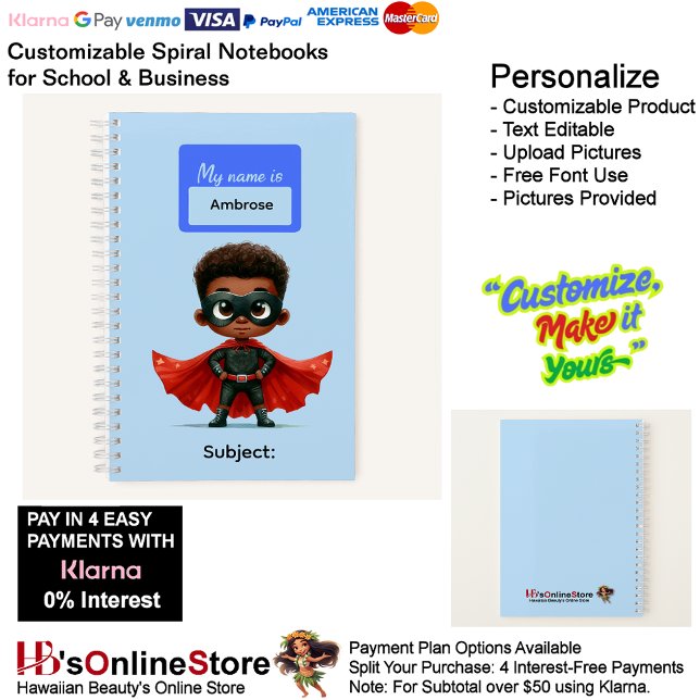 Carnet Fournitures de bureau pour garçons, 12 super héros (12 Super Hero Kids Boy Writing Supplies Students Notebook.)